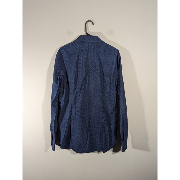 John Varvatos M/L Navy Blue Floral Button Down Slim Fit Shirt Men Size 16 34/35 - Picture 2 of 6